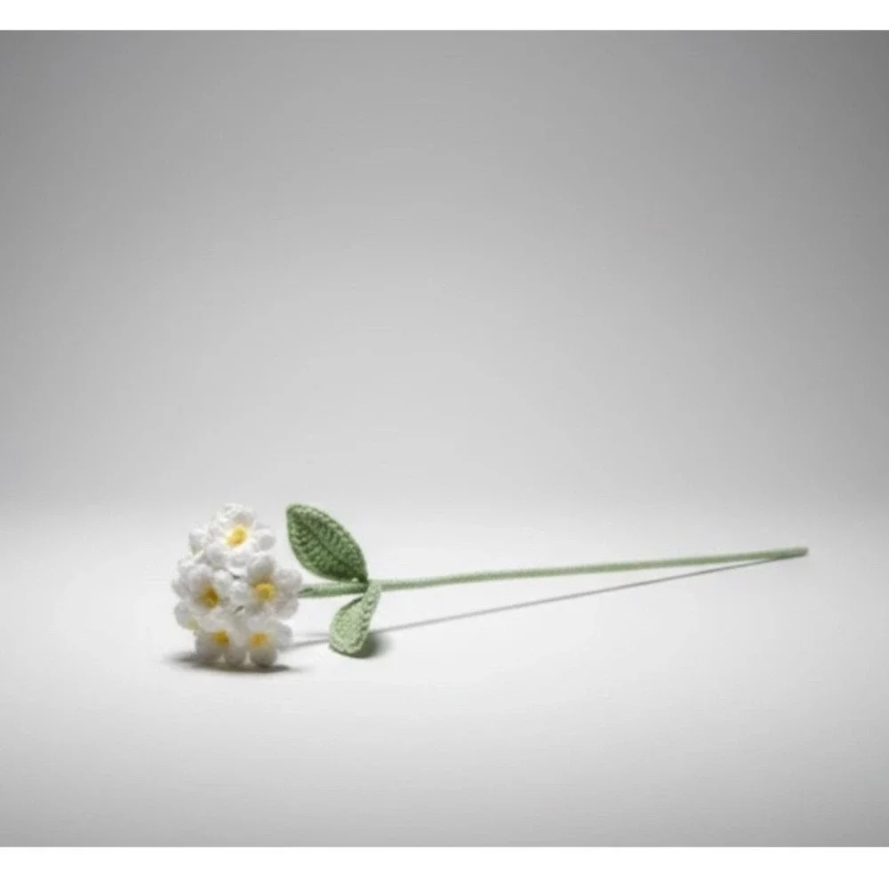 Planet Zebi Crochet Forget Me‎ Not Flower Single White Handmade Gift 18in